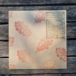 carte carrée avec enveloppe - l&#039;oiseau messager - feuille de chêne